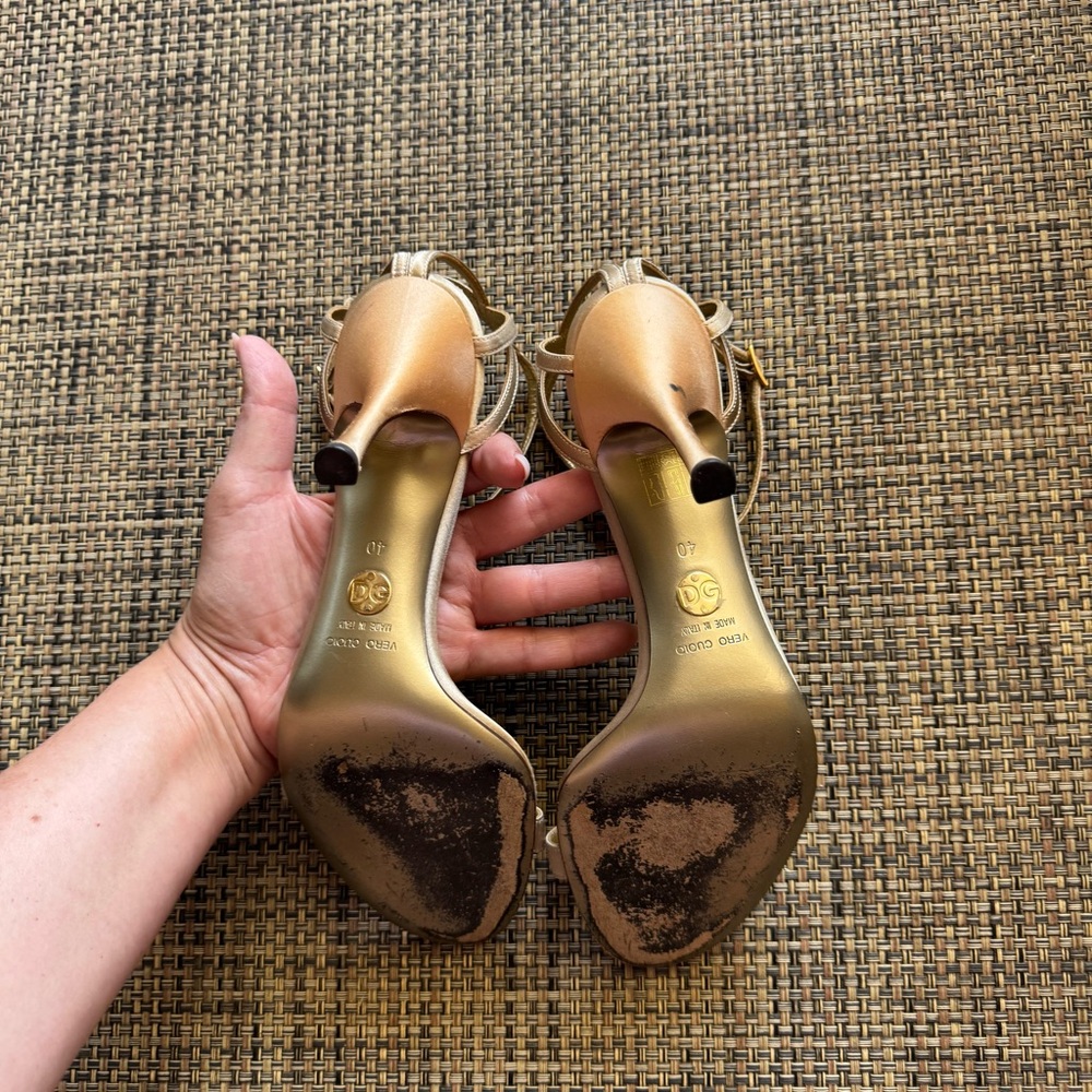 Dolce & Gabbana Gold Crystal Embellished Heels - Picture 6 of 9
